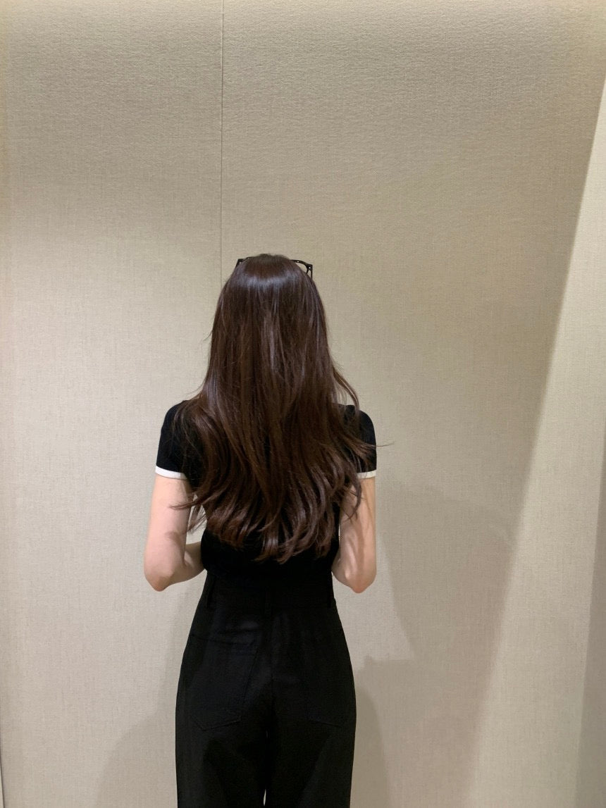 French Color-Block Knitted Top