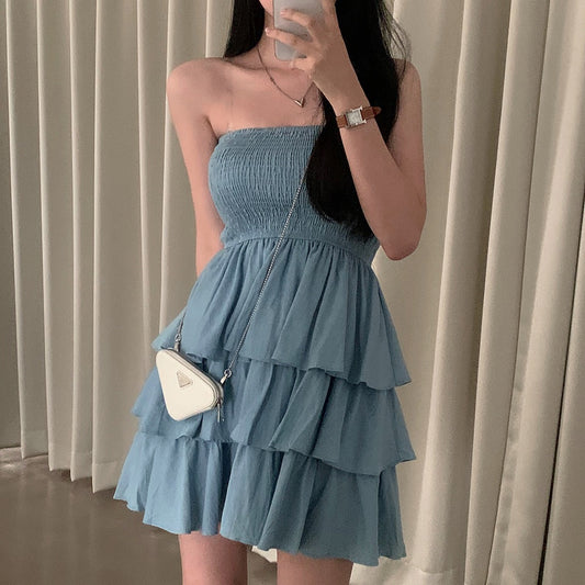 甜美抹胸連身裙