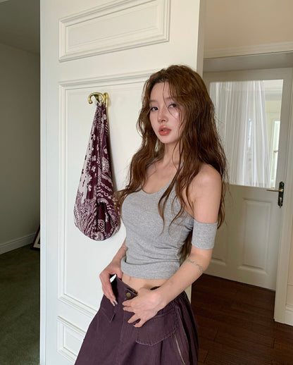 Halter Neck Single Sleeve Strap