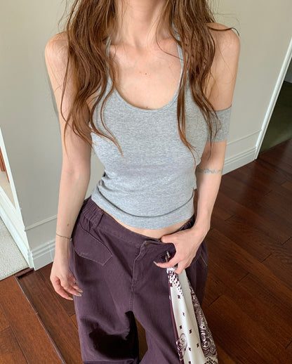 Halter Neck Single Sleeve Strap