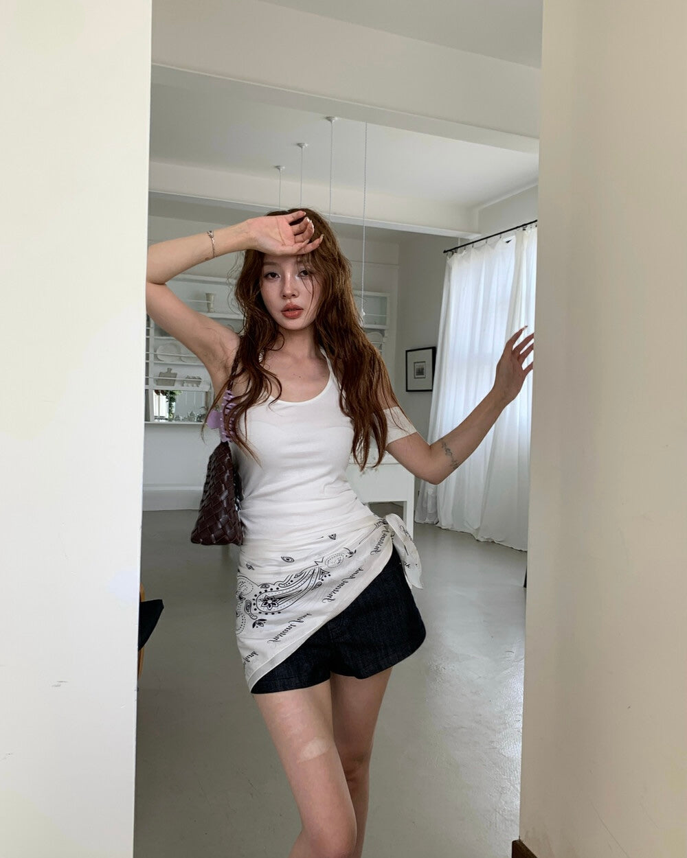 Halter Neck Single Sleeve Strap