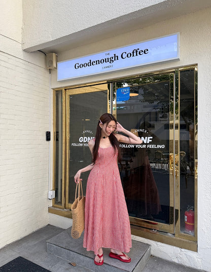 Retro Plaid Vest Dress