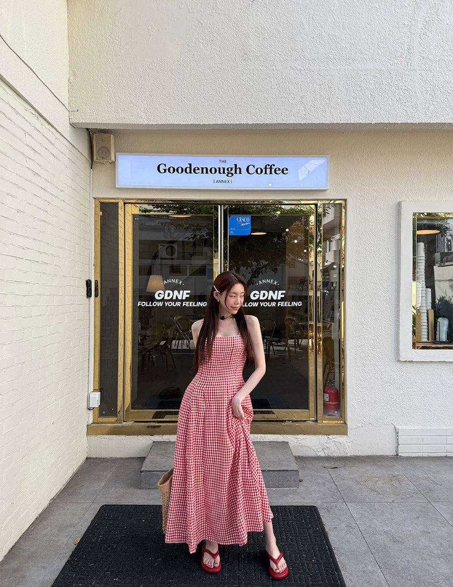 Retro Plaid Vest Dress