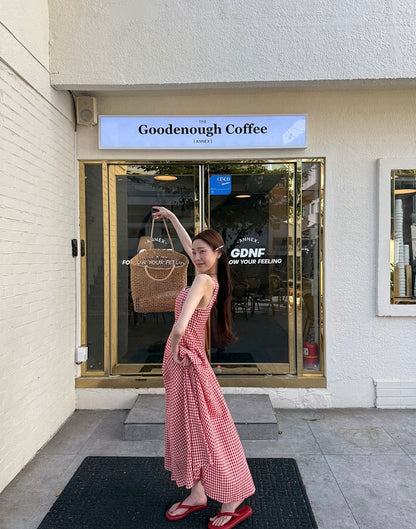 Retro Plaid Vest Dress