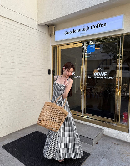 Retro Plaid Vest Dress