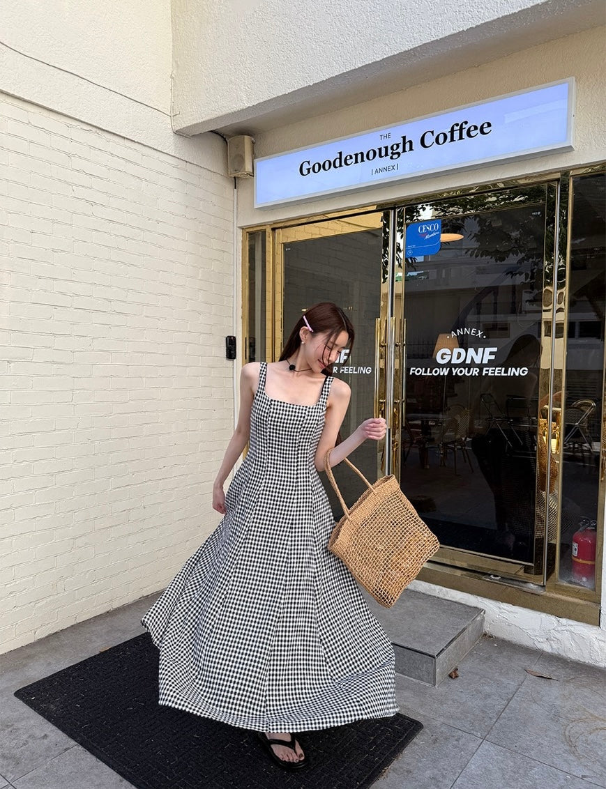 Retro Plaid Vest Dress