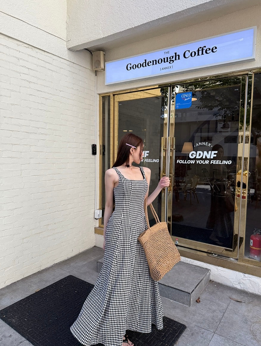 Retro Plaid Vest Dress