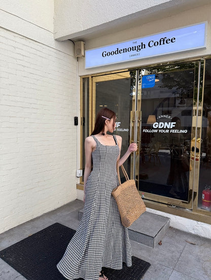 Retro Plaid Vest Dress