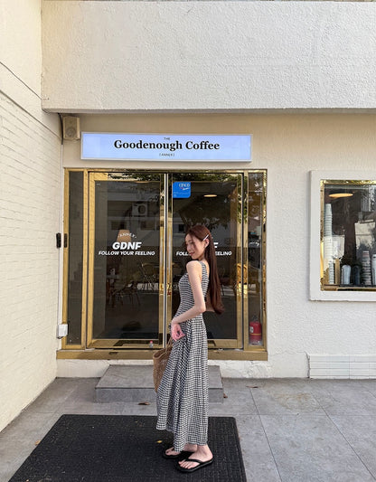 Retro Plaid Vest Dress