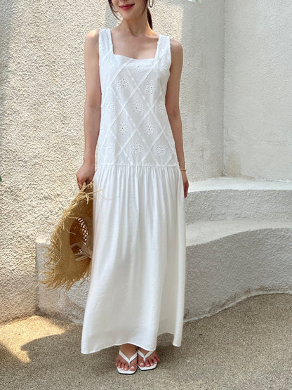 リゾート風パッチワーク刺繍ワンピース