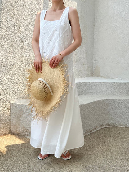 リゾート風パッチワーク刺繍ワンピース