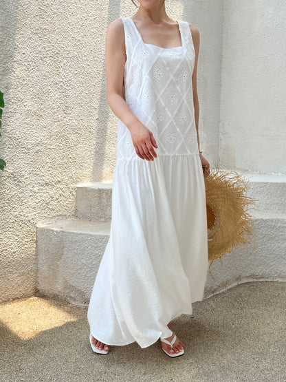 リゾート風パッチワーク刺繍ワンピース