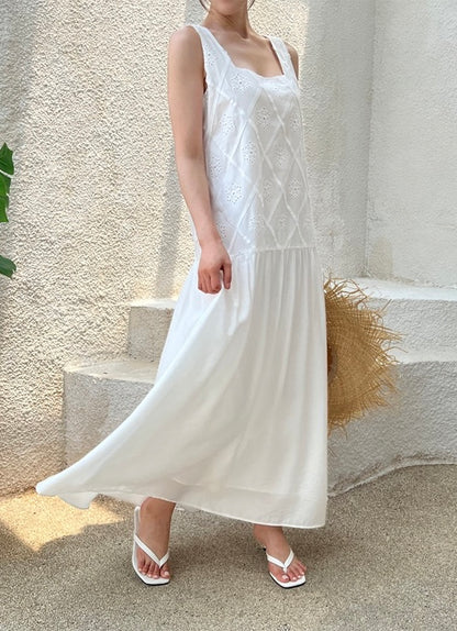 リゾート風パッチワーク刺繍ワンピース