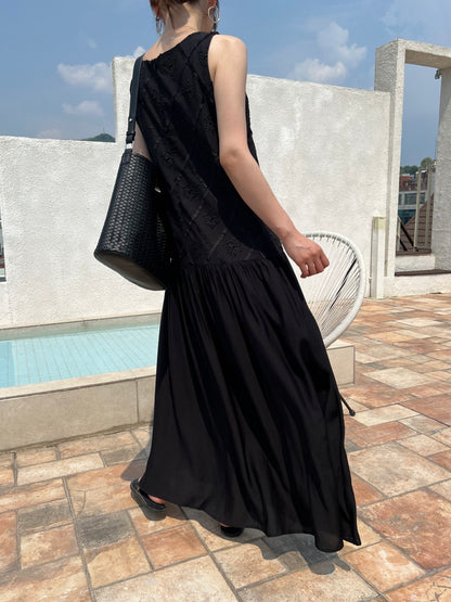 リゾート風パッチワーク刺繍ワンピース