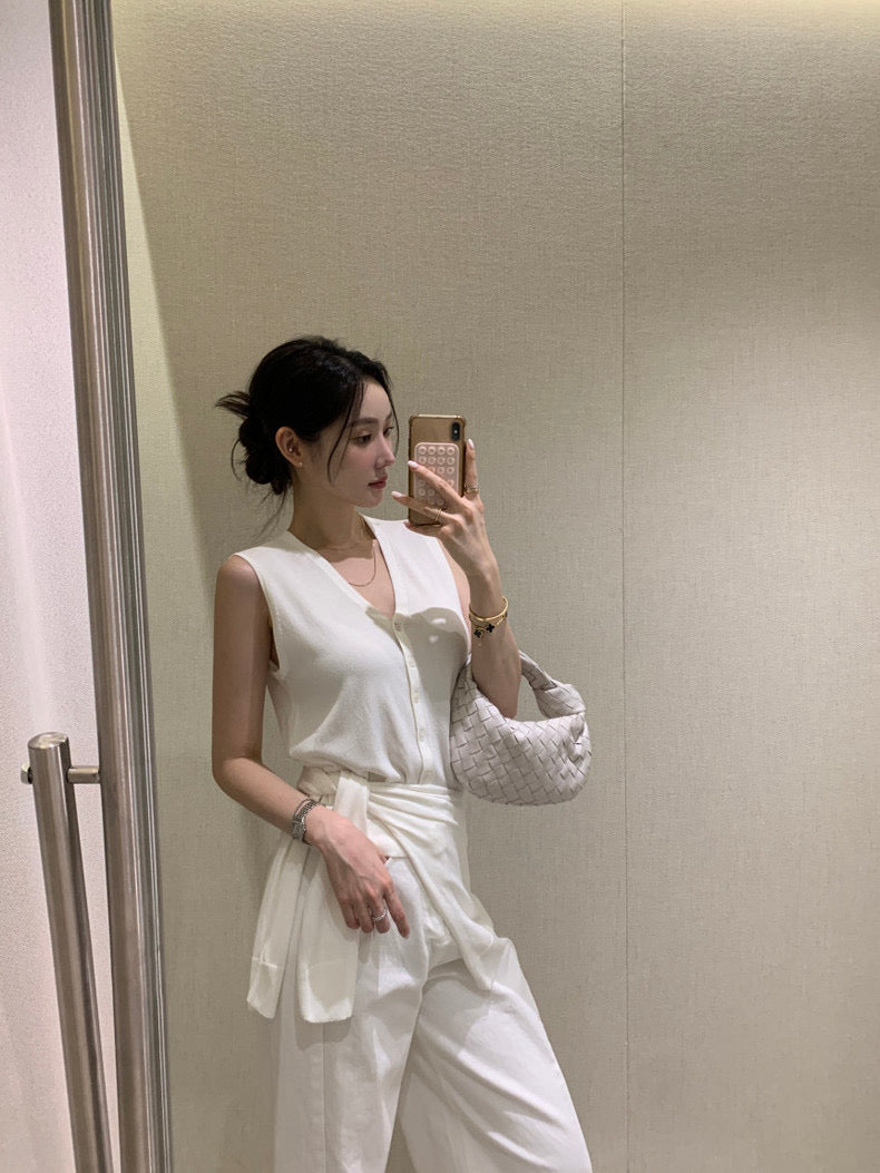 Slim-Fit Sleek Knit Vest + Shawl Set