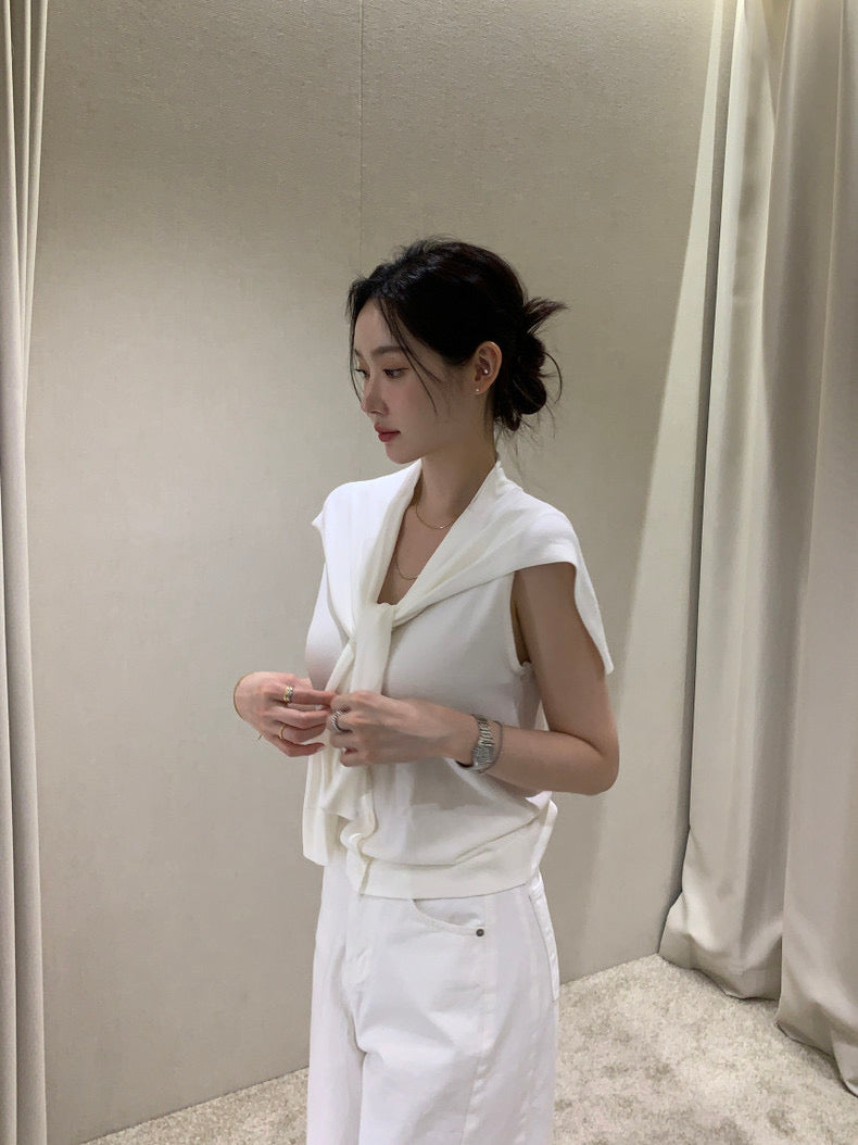 Slim-Fit Sleek Knit Vest + Shawl Set