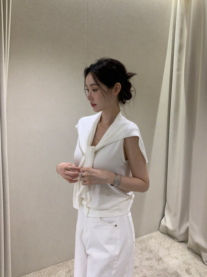 Slim-Fit Sleek Knit Vest + Shawl Set