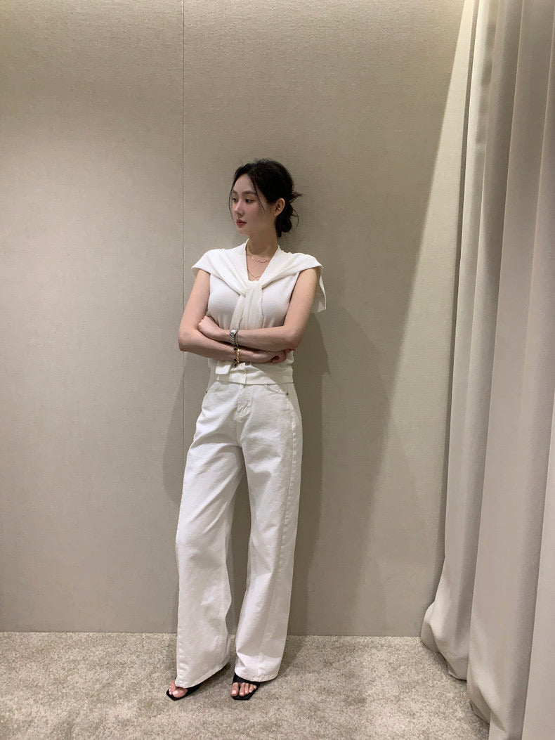 Slim-Fit Sleek Knit Vest + Shawl Set