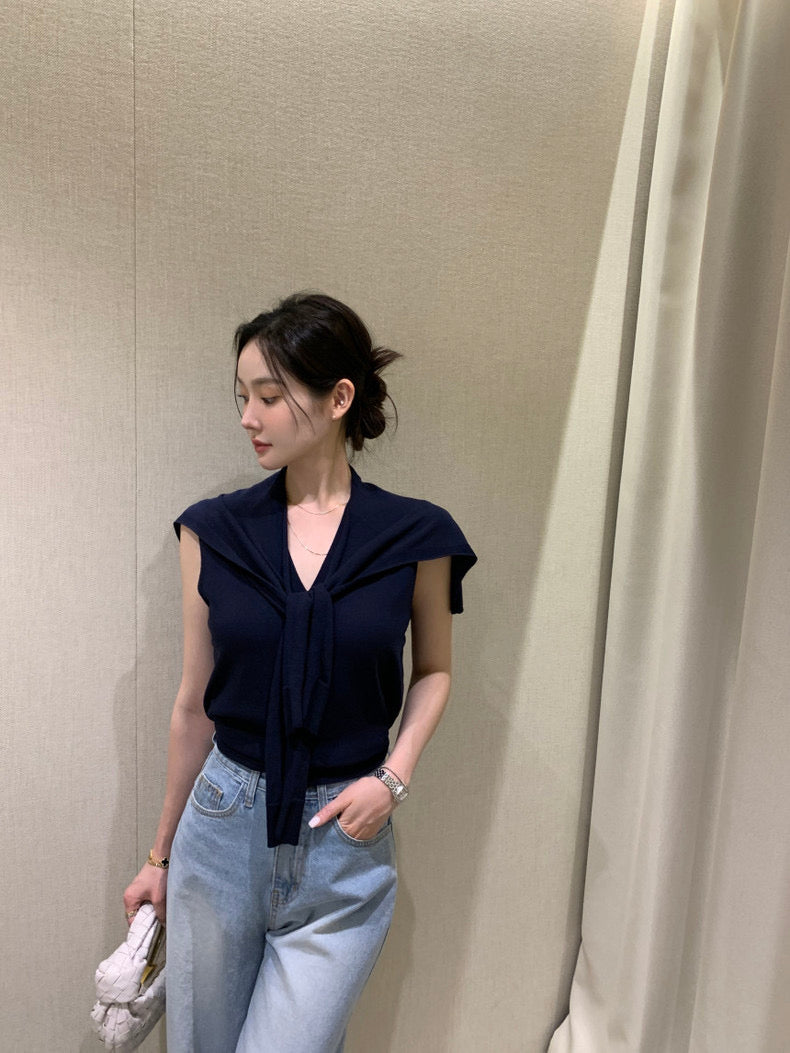 Slim-Fit Sleek Knit Vest + Shawl Set