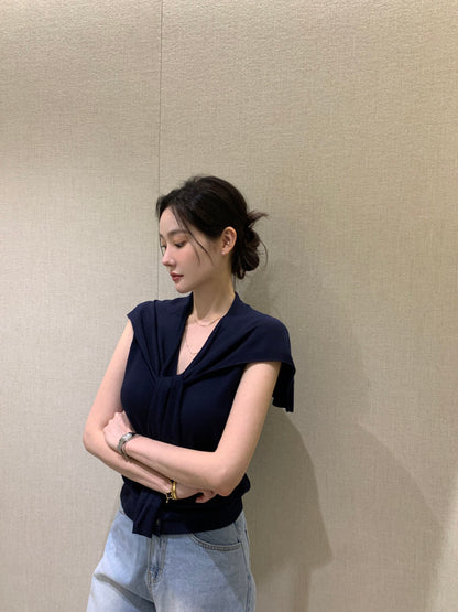 Slim-Fit Sleek Knit Vest + Shawl Set