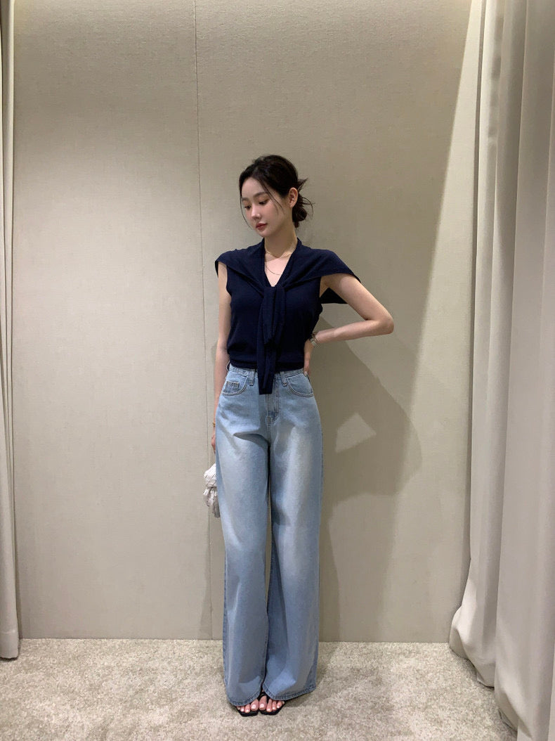 Slim-Fit Sleek Knit Vest + Shawl Set