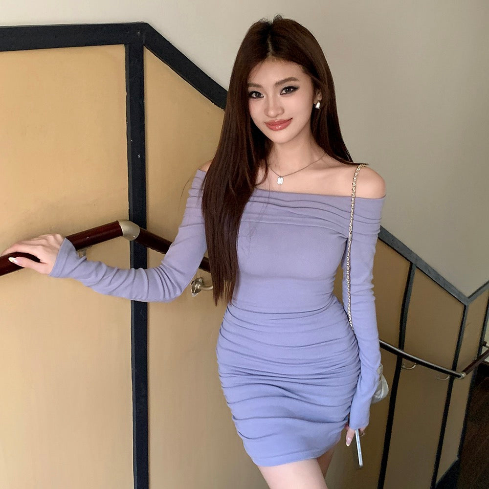 Sexy Off-the-Shoulder Ruched Bodycon Dress