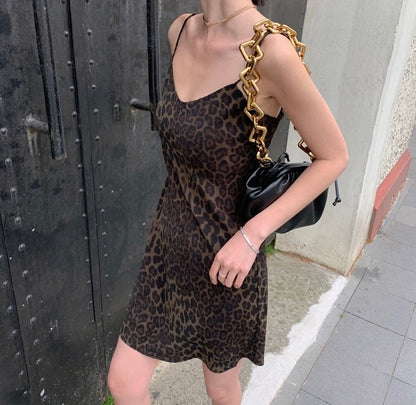 Sexy Leopard Print Bodycon Slip Dress