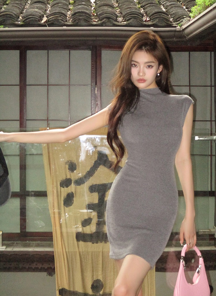 Semi-turtleneck Elegant Bodycon Dress