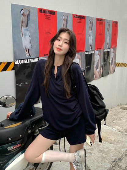 リラックス感のあるトップス+ゆったりカジュアルショートパンツセット