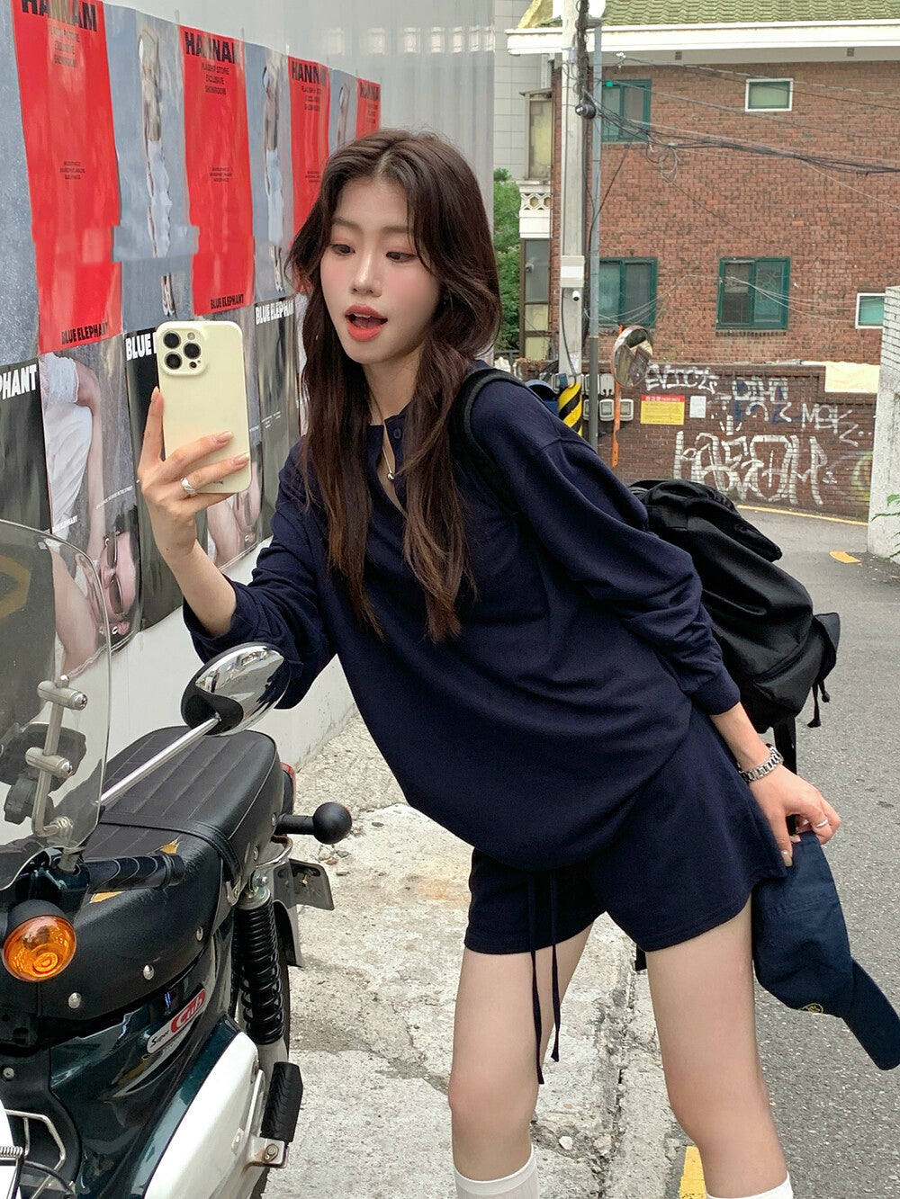 リラックス感のあるトップス+ゆったりカジュアルショートパンツセット