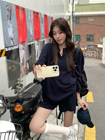 リラックス感のあるトップス+ゆったりカジュアルショートパンツセット