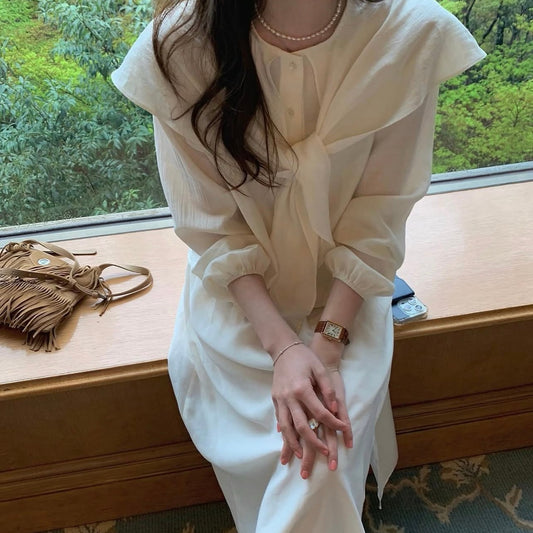 甜美三角形系帶恤衫