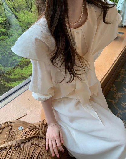 甜美三角形系帶恤衫