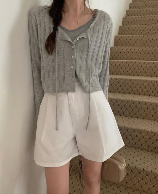 甜美系帶針織開衫