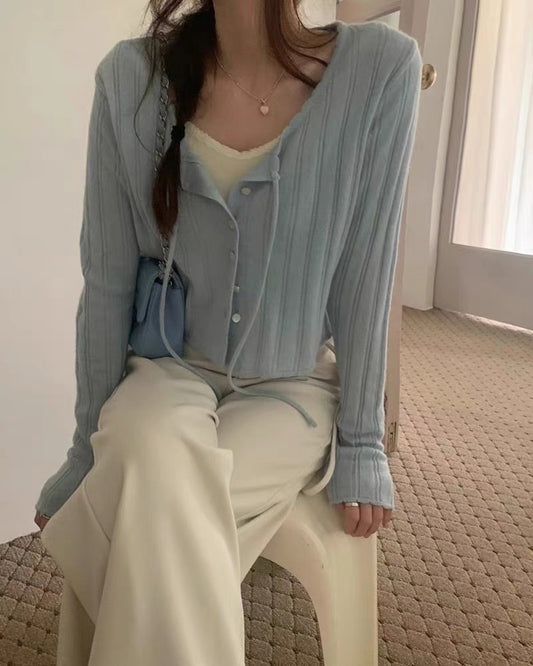 甜美系帶針織開衫