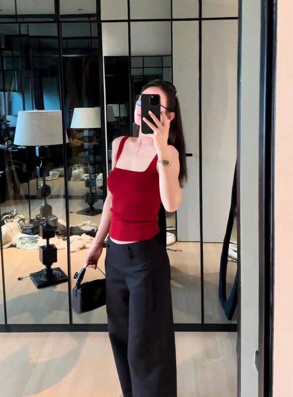 French Square-Neck Knitted Camisole