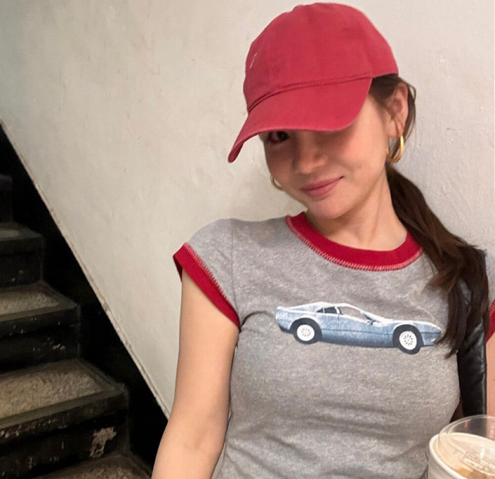 Slim-Fit T-Shirt with Structured Shoulders and Cap Sleeves