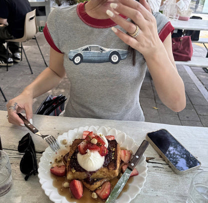 Slim-Fit T-Shirt with Structured Shoulders and Cap Sleeves