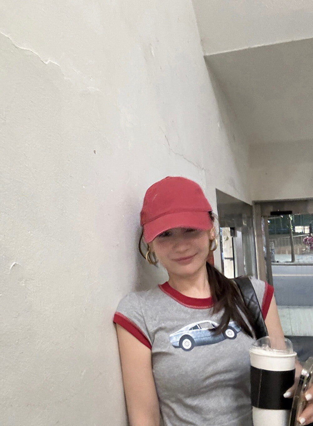 Slim-Fit T-Shirt with Structured Shoulders and Cap Sleeves