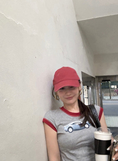 Slim-Fit T-Shirt with Structured Shoulders and Cap Sleeves