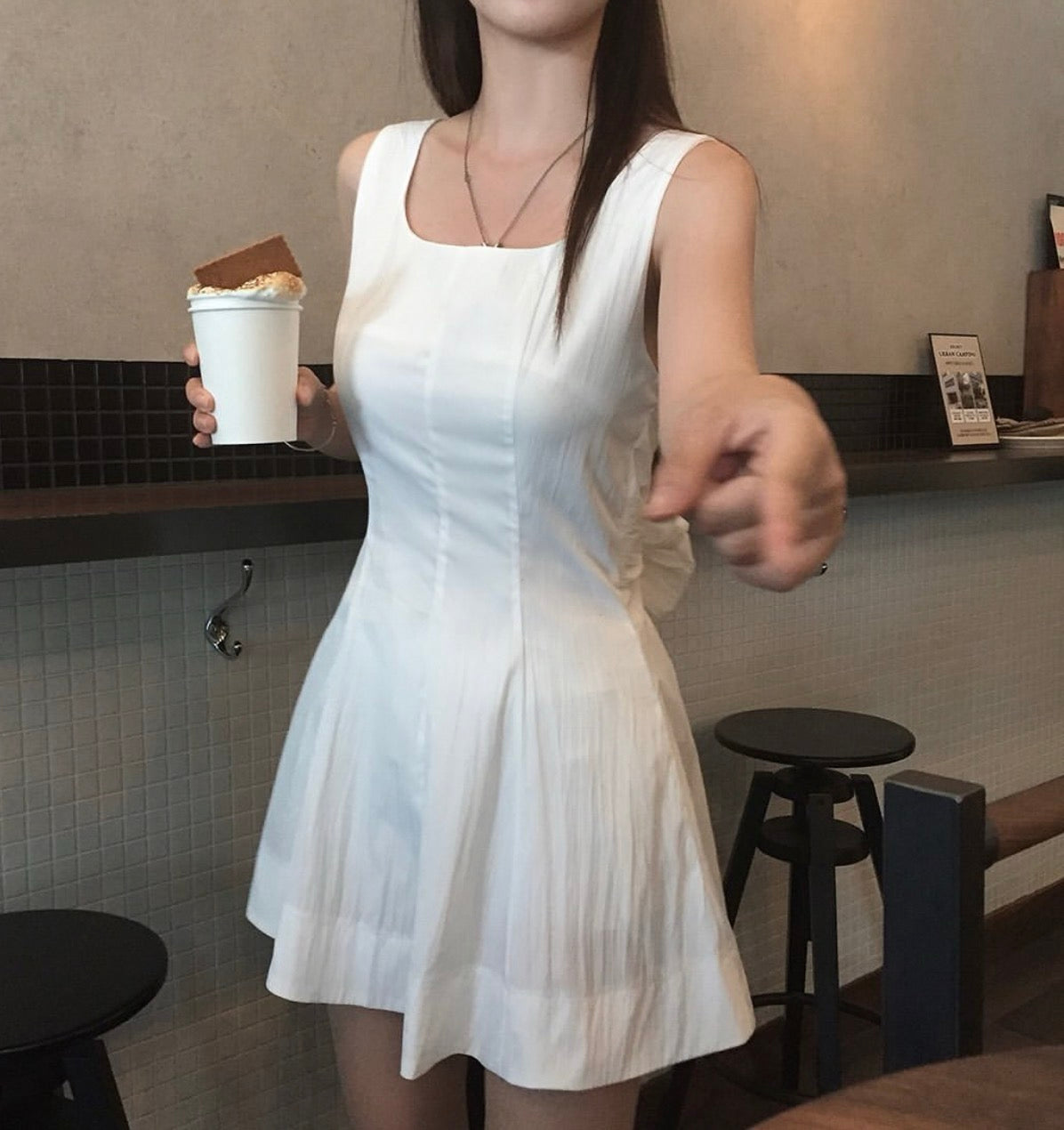 韓国風甘いリボン付きワンピース