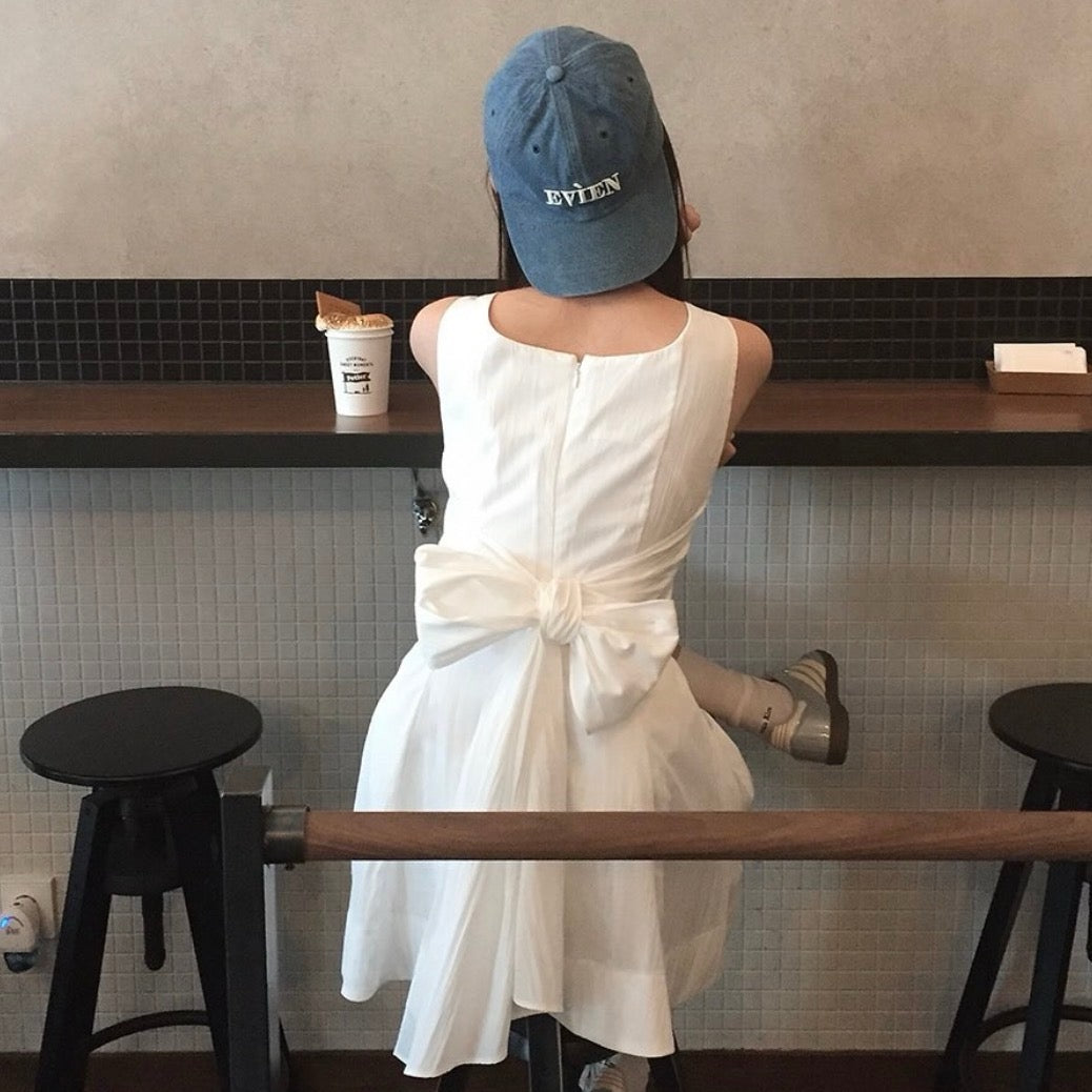 韓国風甘いリボン付きワンピース