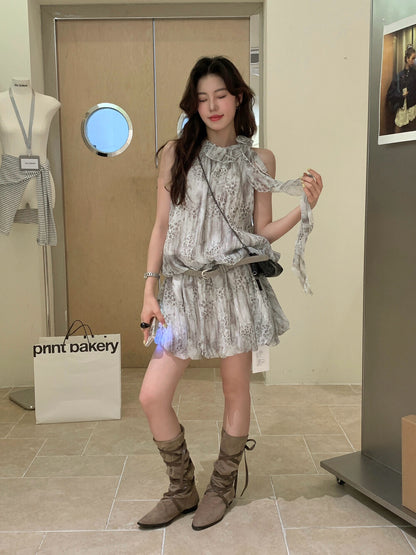 設計感掛脖連身裙