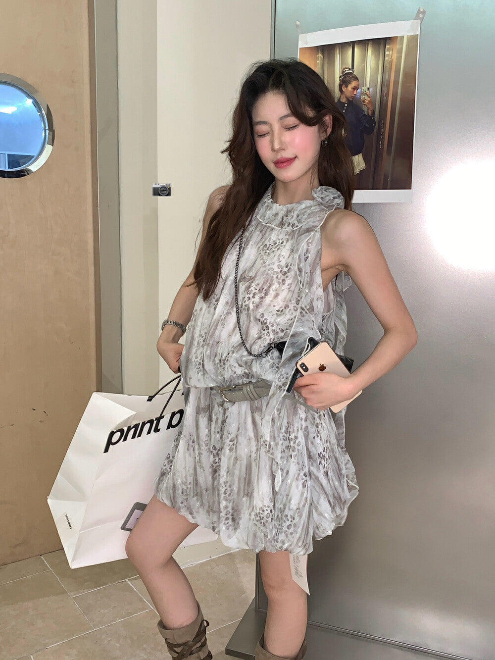 設計感掛脖連身裙