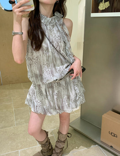 設計感掛脖連身裙