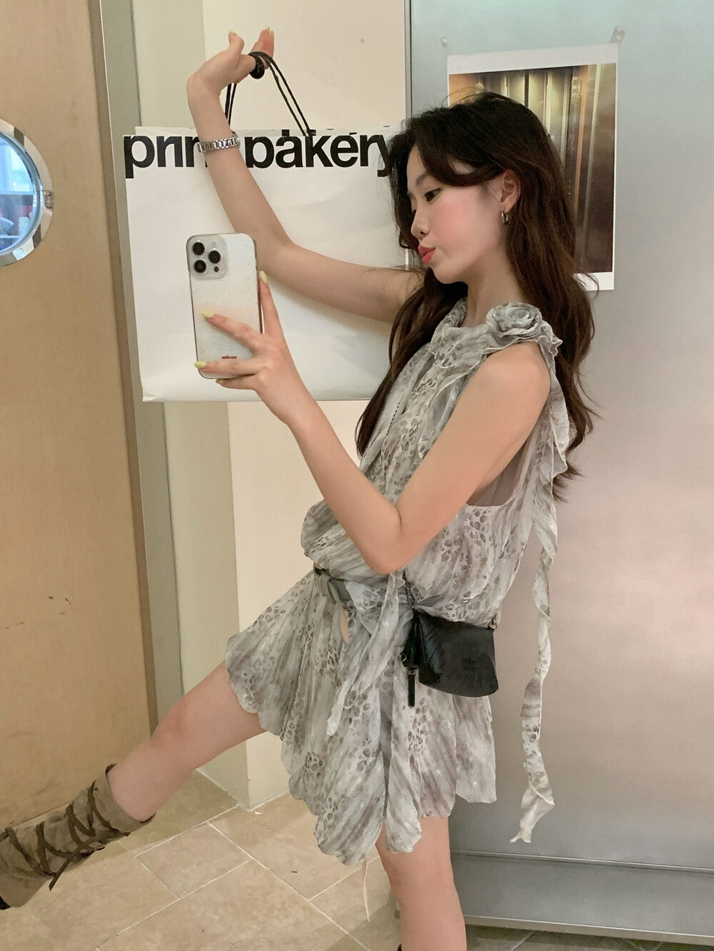 設計感掛脖連身裙