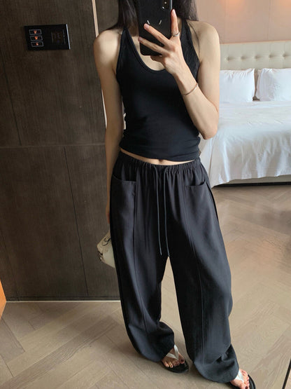 百搭顯瘦抽繩寬鬆休閒褲