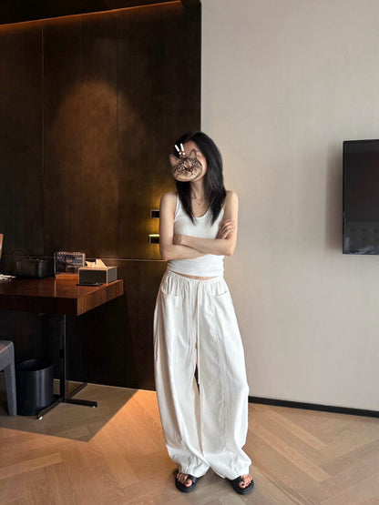 百搭顯瘦抽繩寬鬆休閒褲