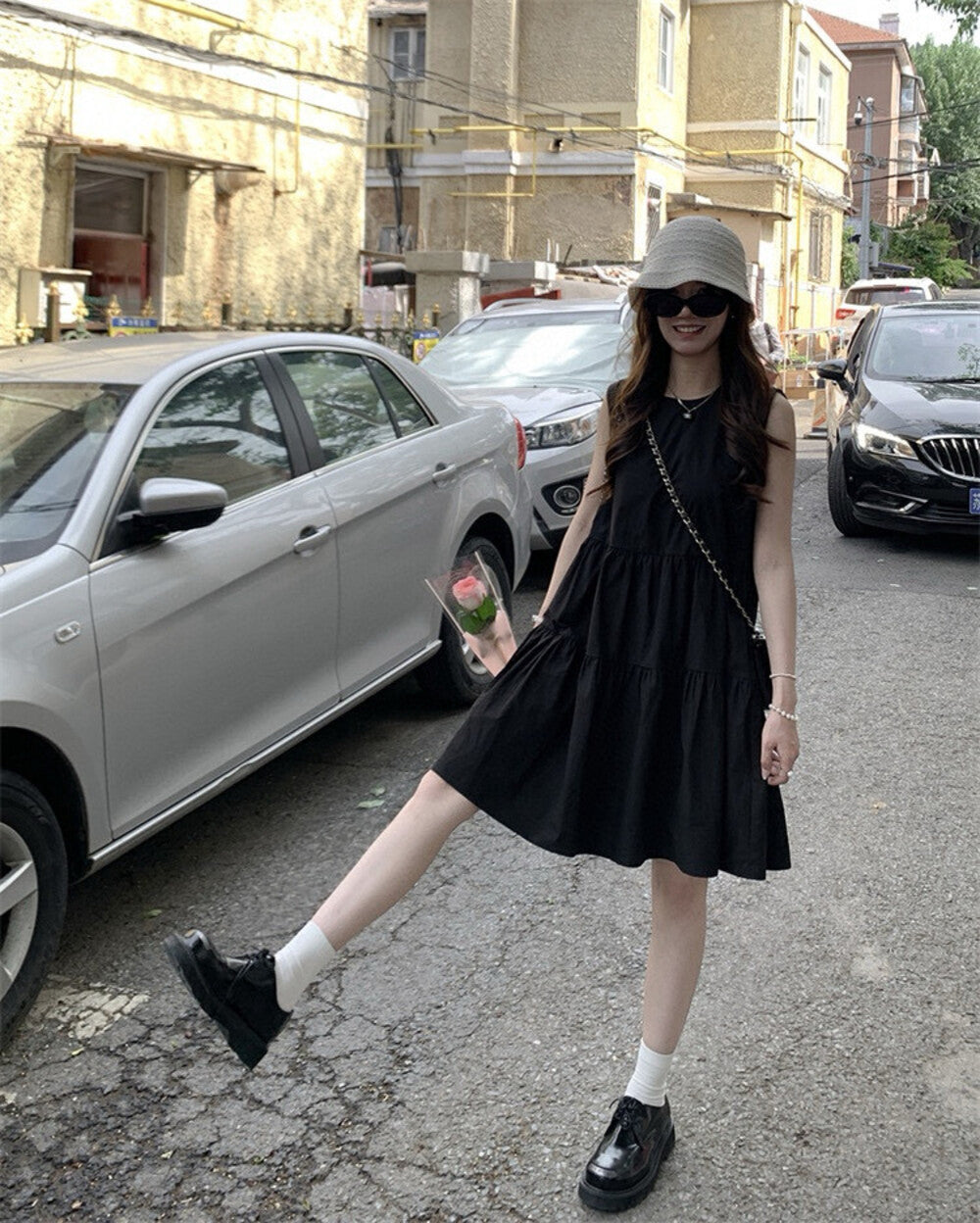 Sleeveless Patchwork A-line Loose Dress