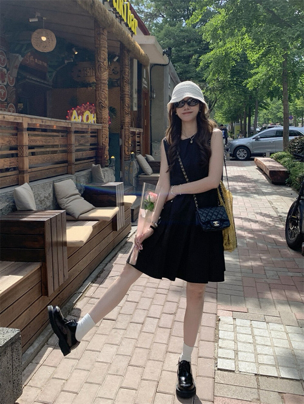 Sleeveless Patchwork A-line Loose Dress